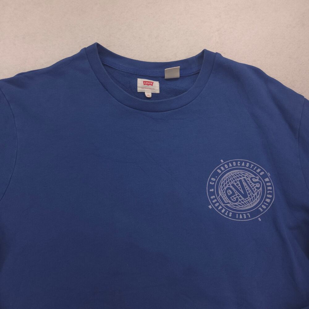 Levis Casual Long Sleeve Crew Neck Graphic T-Shirt Adult Mens Size XL Blue